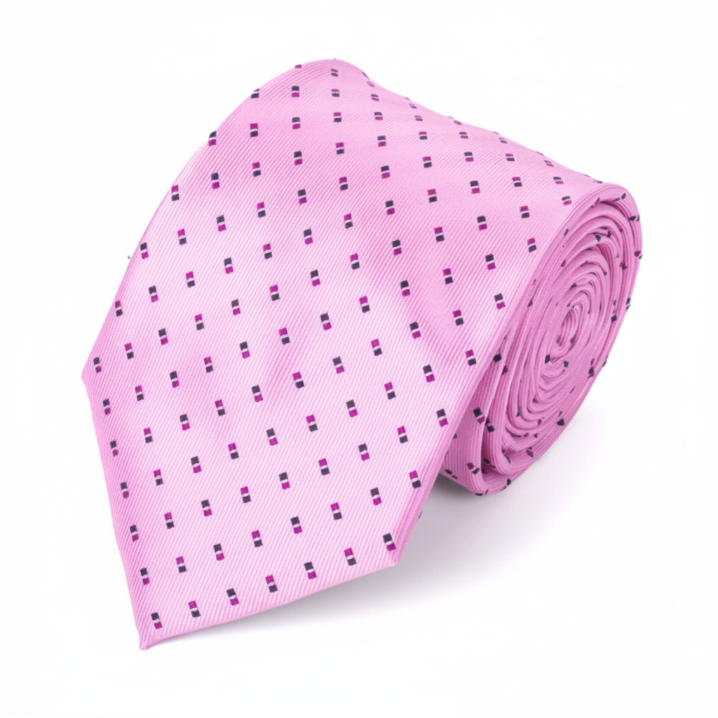 Pink micro fiber poly woven dot tie