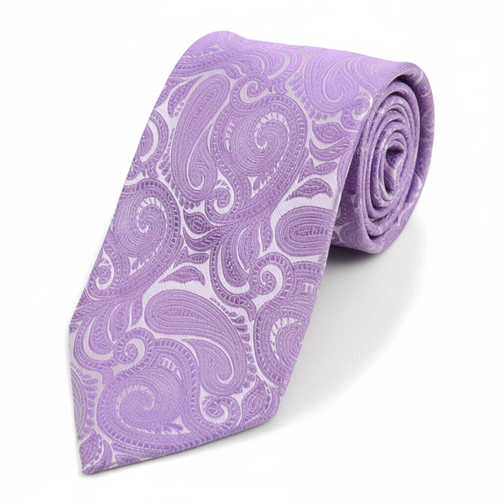 Lilac micro fiber paisley woven tie