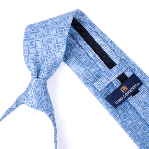 Men's Blue Geometric Zipper Tie