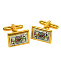 Jack Novelty Cufflinks NCL4512 Gold - Jack of Clubs Enamel Panel