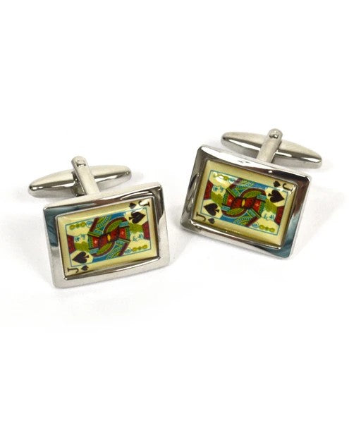 Jack Novelty Cufflinks NCL4512 - Jack of Clubs Enamel Panel