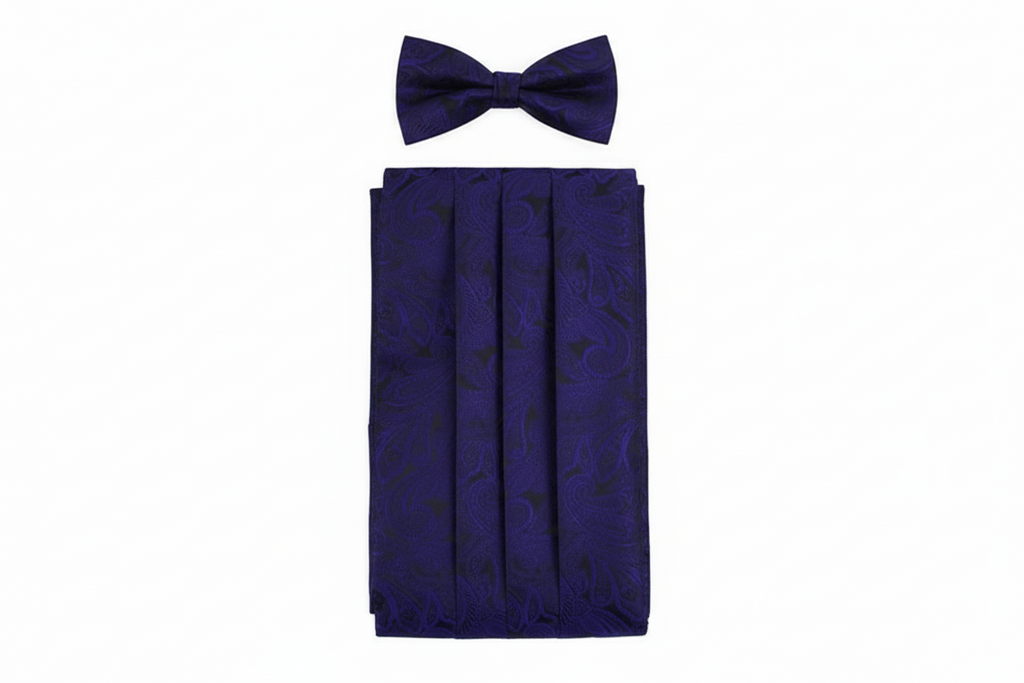 Men's Paisley Matching Cummerbund and Bow Tie Set - BBT