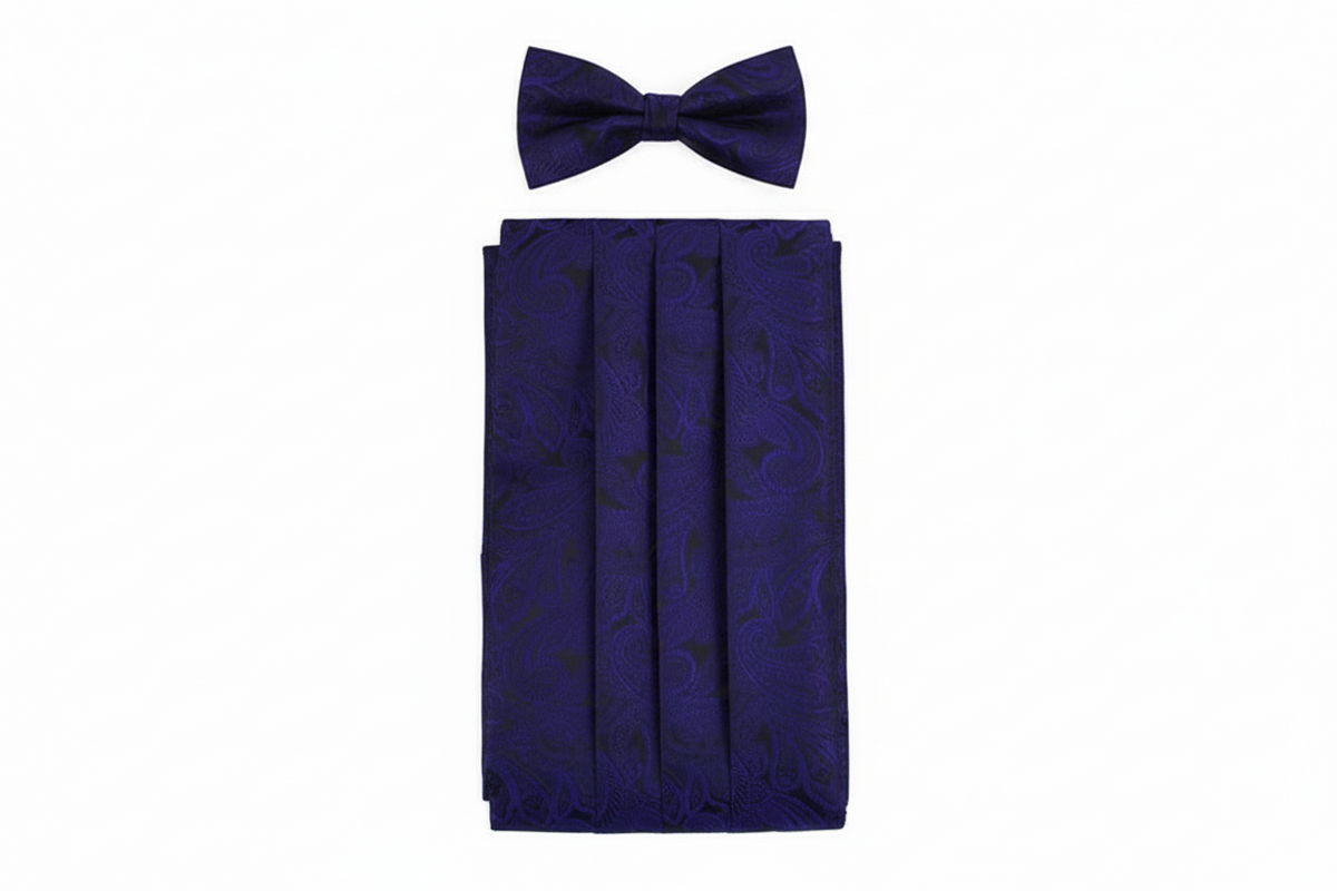 Men's Paisley Matching Cummerbund and Bow Tie Set - BBT